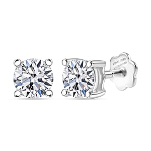 Luxuriant Lab Grown Diamond G-H SI 0.90 ctw Earrings in Rhodium Over Sterling Silver