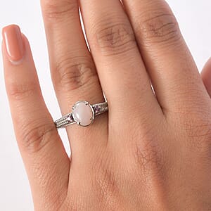 EverTrue Angelskin Pink Opal and Lotus Garnet 1.20 ctw Ring in Stainless Steel (Size 8.0)