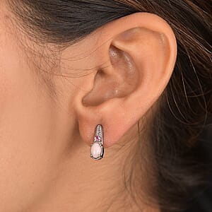 EverTrue Angelskin Pink Opal and Lotus Garnet 0.90 ctw Earrings in Stainless Steel