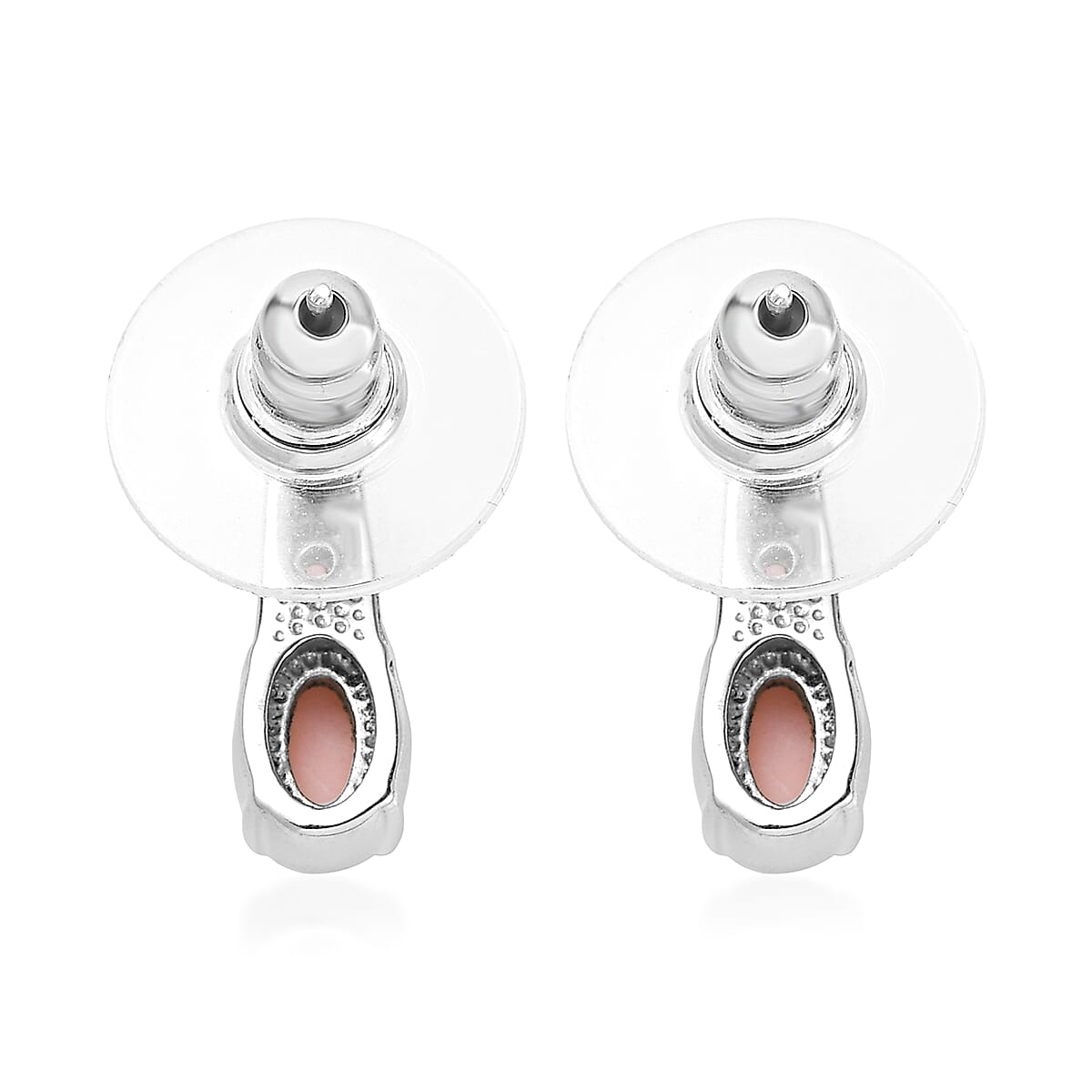 EverTrue Angelskin Pink Opal and Lotus Garnet 0.90 ctw Earrings in Stainless Steel image number 4