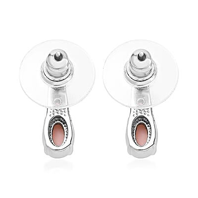 EverTrue Angelskin Pink Opal and Lotus Garnet 0.90 ctw Stud Earrings in Stainless Steel