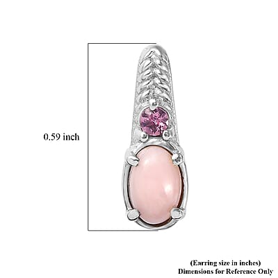 EverTrue Angelskin Pink Opal and Lotus Garnet 0.90 ctw Stud Earrings in Stainless Steel
