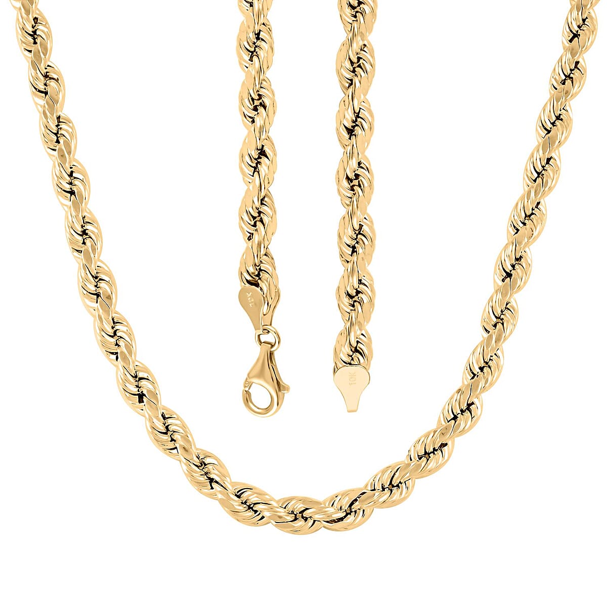 10K Yellow Gold 6mm Rope Chain Necklace 28 Inches 22 Grams image number 3