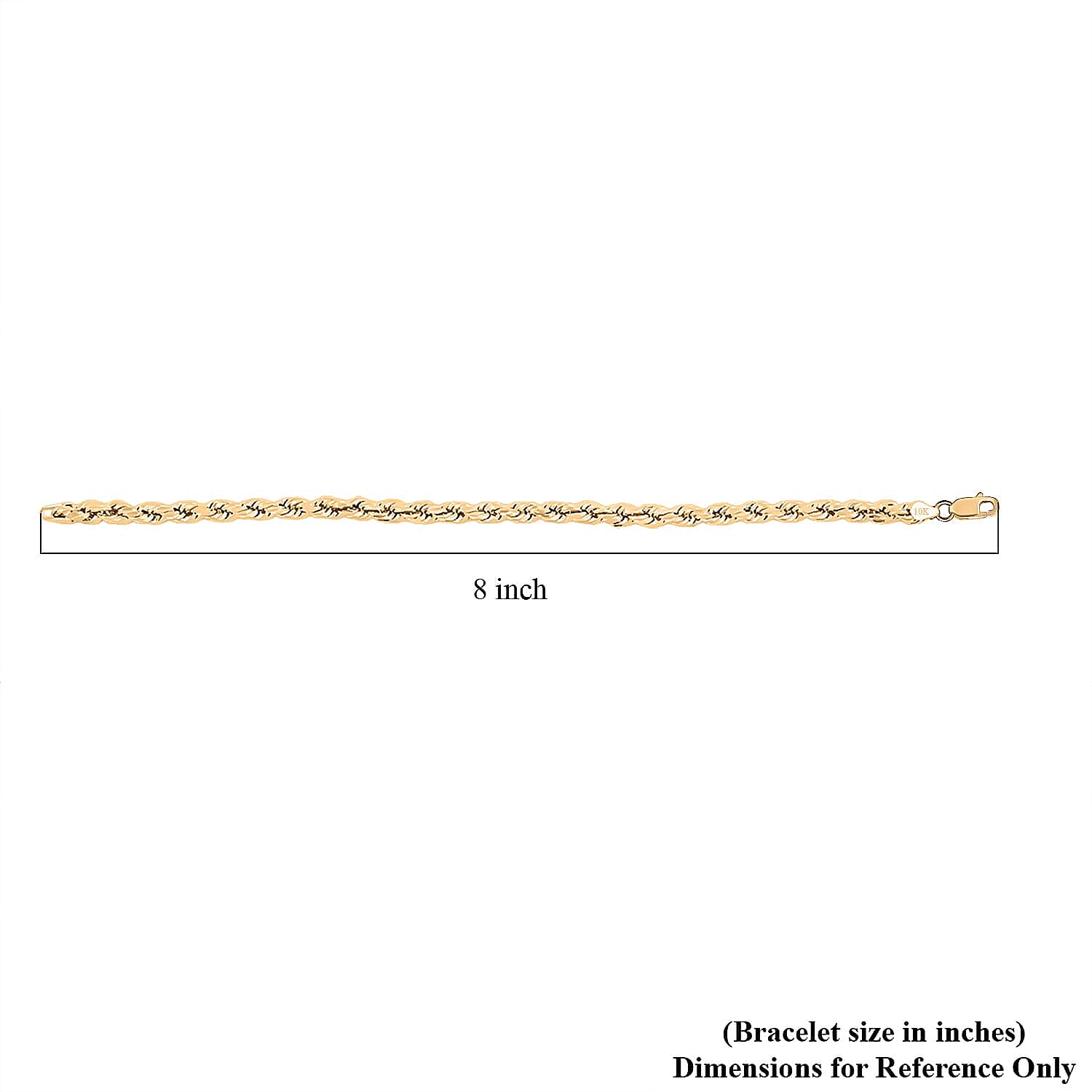 10K Yellow Gold 5mm Rope Chain Bracelet (8.00 In) 3.5 Grams