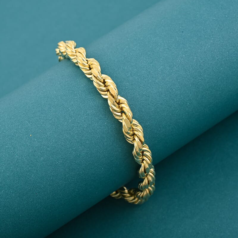  10K Yellow Gold 6mm Rope Chain Bracelet (8.50 In) 7.2 Grams