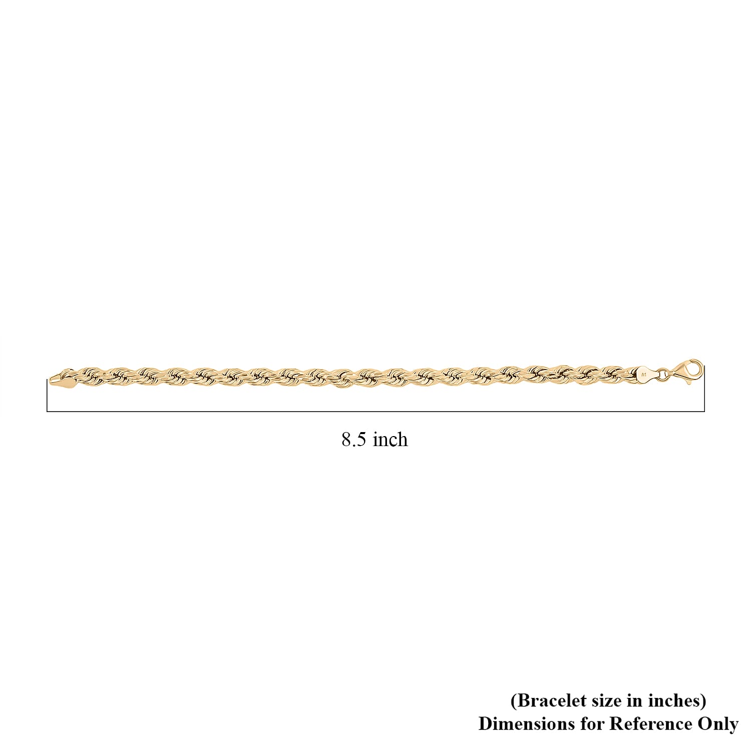  10K Yellow Gold 6mm Rope Chain Bracelet (8.50 In) 7.2 Grams