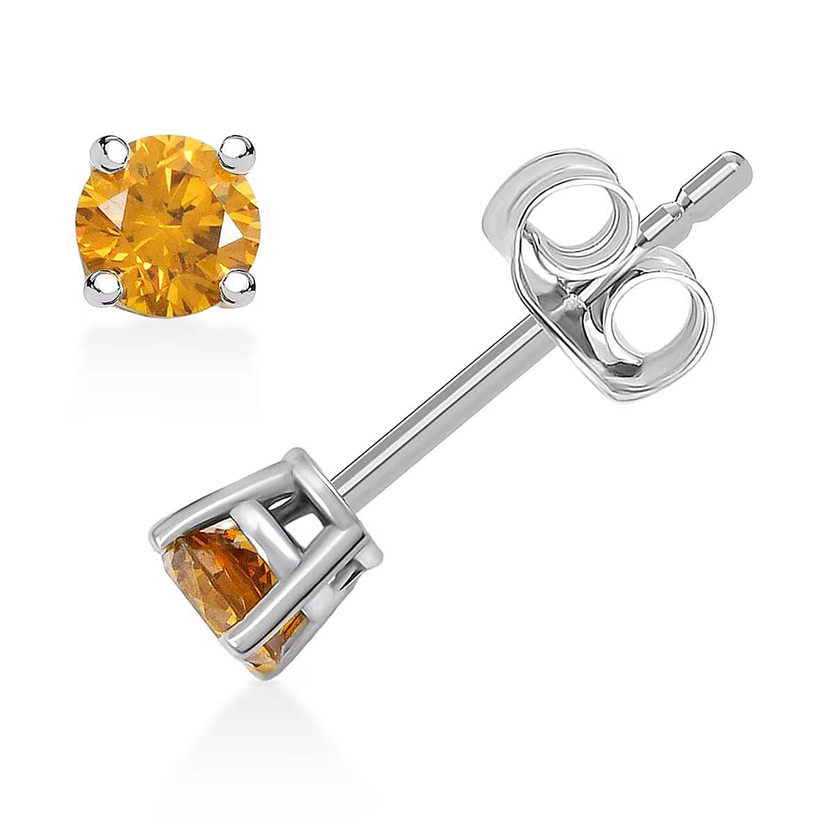 Luxuriant Lab Grown Yellow Diamond (IR) VS 0.25 ctw Stud Earrings in 14K White Gold  image number 0