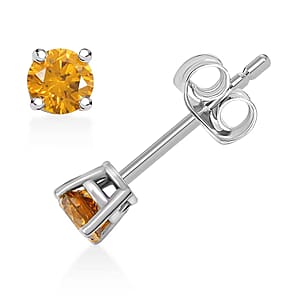 Luxuriant Lab Grown Yellow Diamond (IR) VS 0.25 ctw Stud Earrings in 14K White Gold 