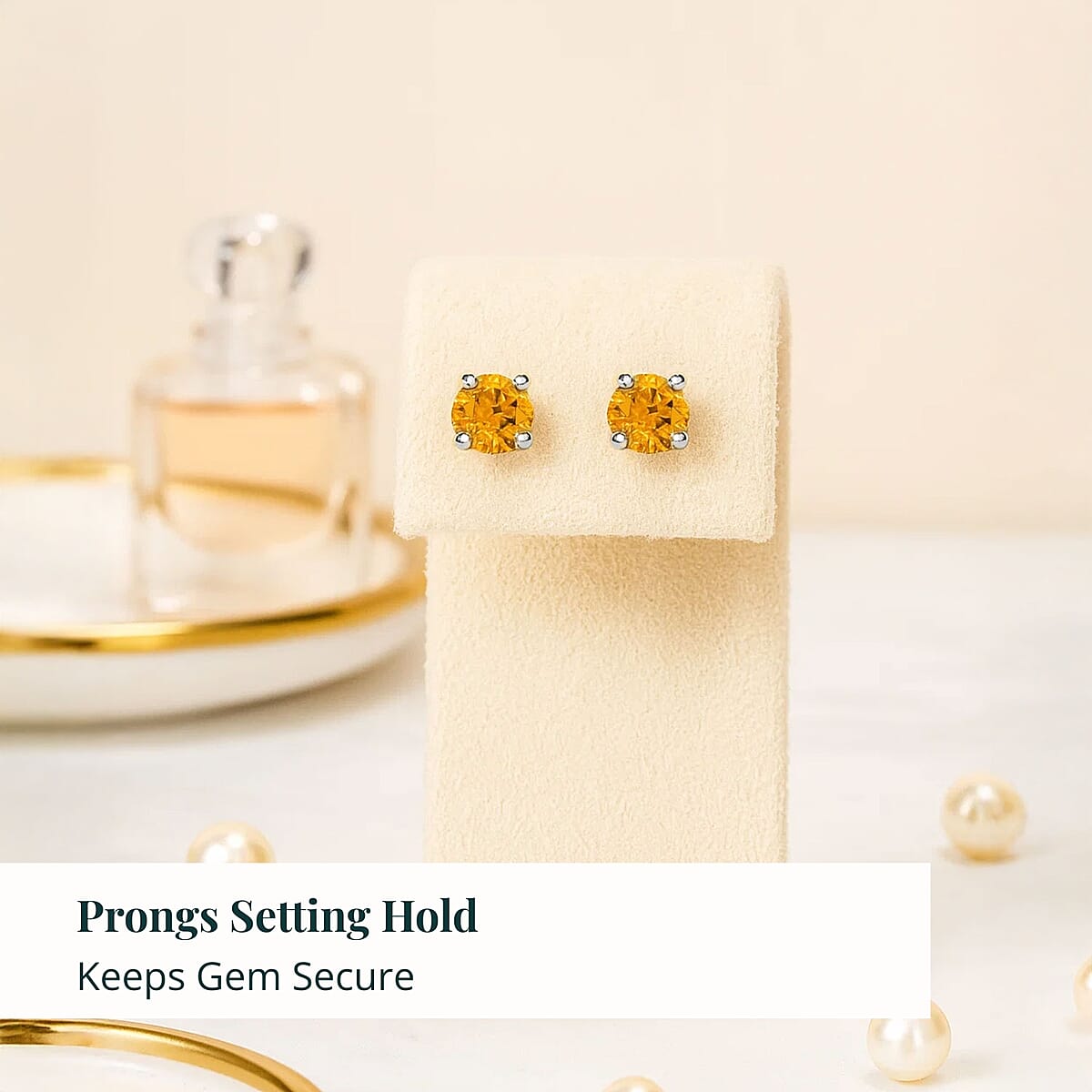 Luxuriant Lab Grown Yellow Diamond (IR) VS 0.25 ctw Stud Earrings in 14K White Gold  image number 4