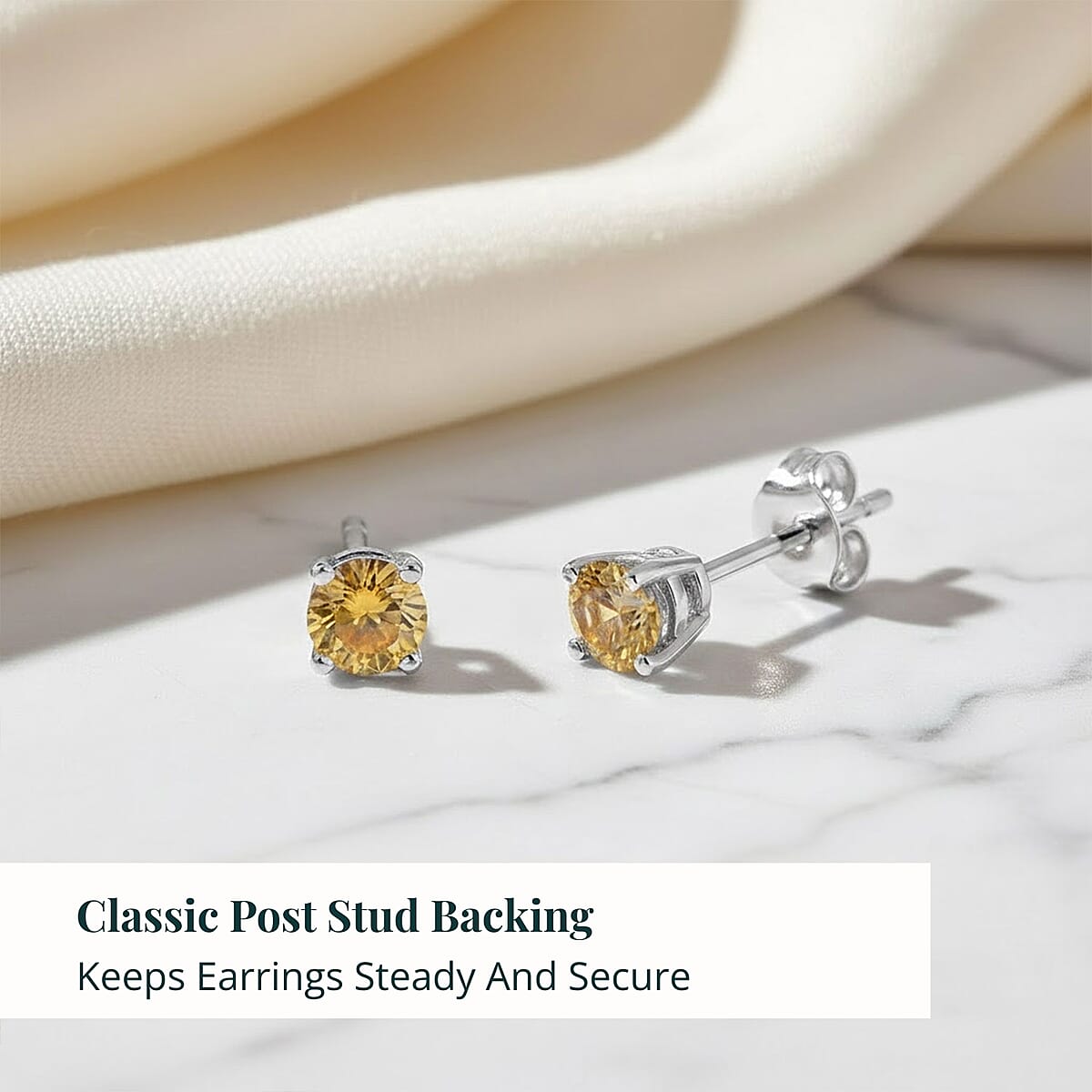 Luxuriant Lab Grown Yellow Diamond (IR) VS 0.25 ctw Stud Earrings in 14K White Gold  image number 5