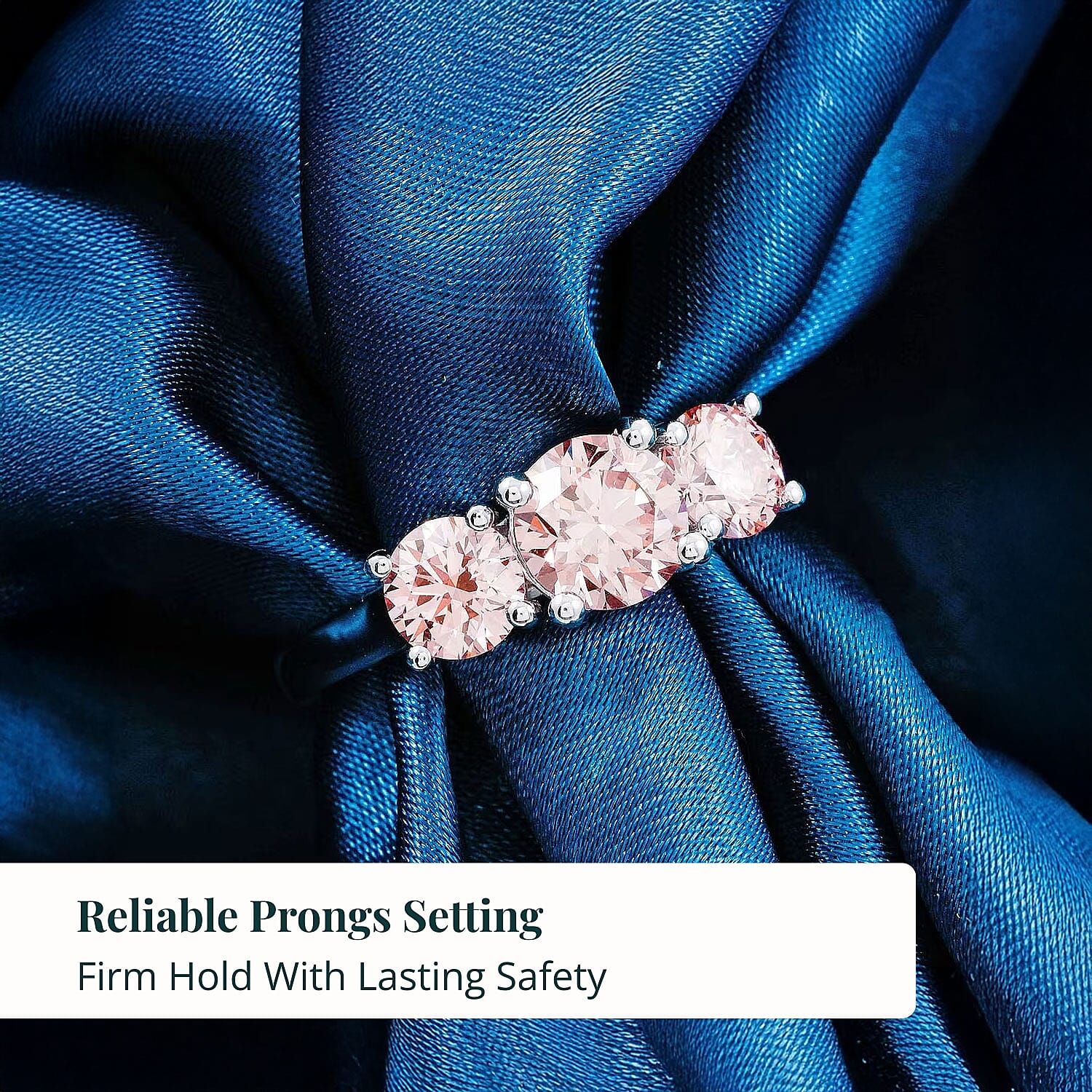 Luxuriant Lab Grown Pink Diamond (VS1) Trinity Ring in 14K White Gold 2.00 ctw (Size 4.0)