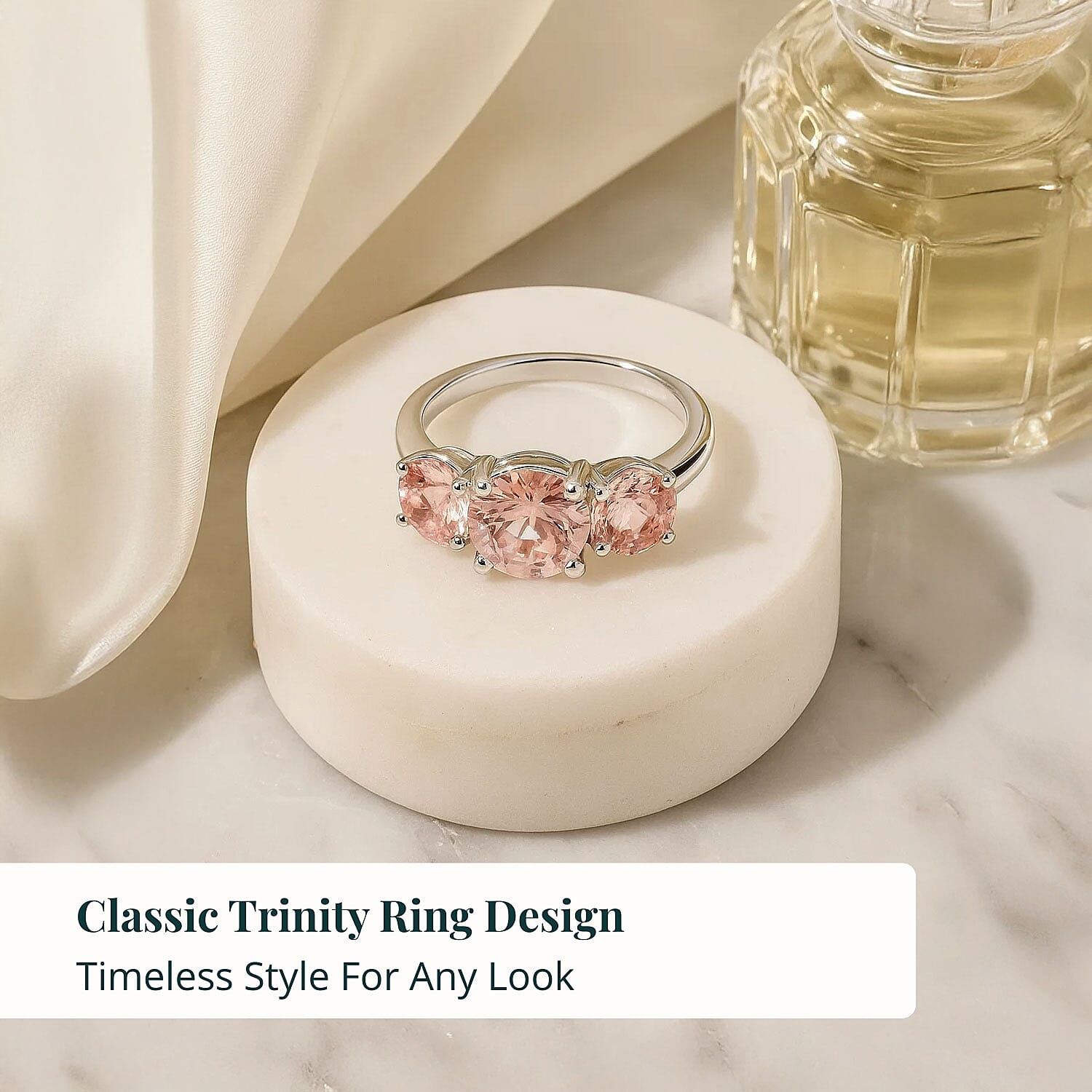 Luxuriant Lab Grown Pink Diamond (VS1) Trinity Ring in 14K White Gold 2.00 ctw (Size 4.0)