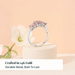 Luxuriant Lab Grown Pink Diamond (VS1) Trinity Ring in 14K White Gold 2.00 ctw (Size 5.0)