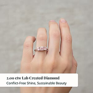 Luxuriant Lab Grown Pink Diamond (VS1) Trinity Ring in 14K White Gold 2.00 ctw (Size 5.5)