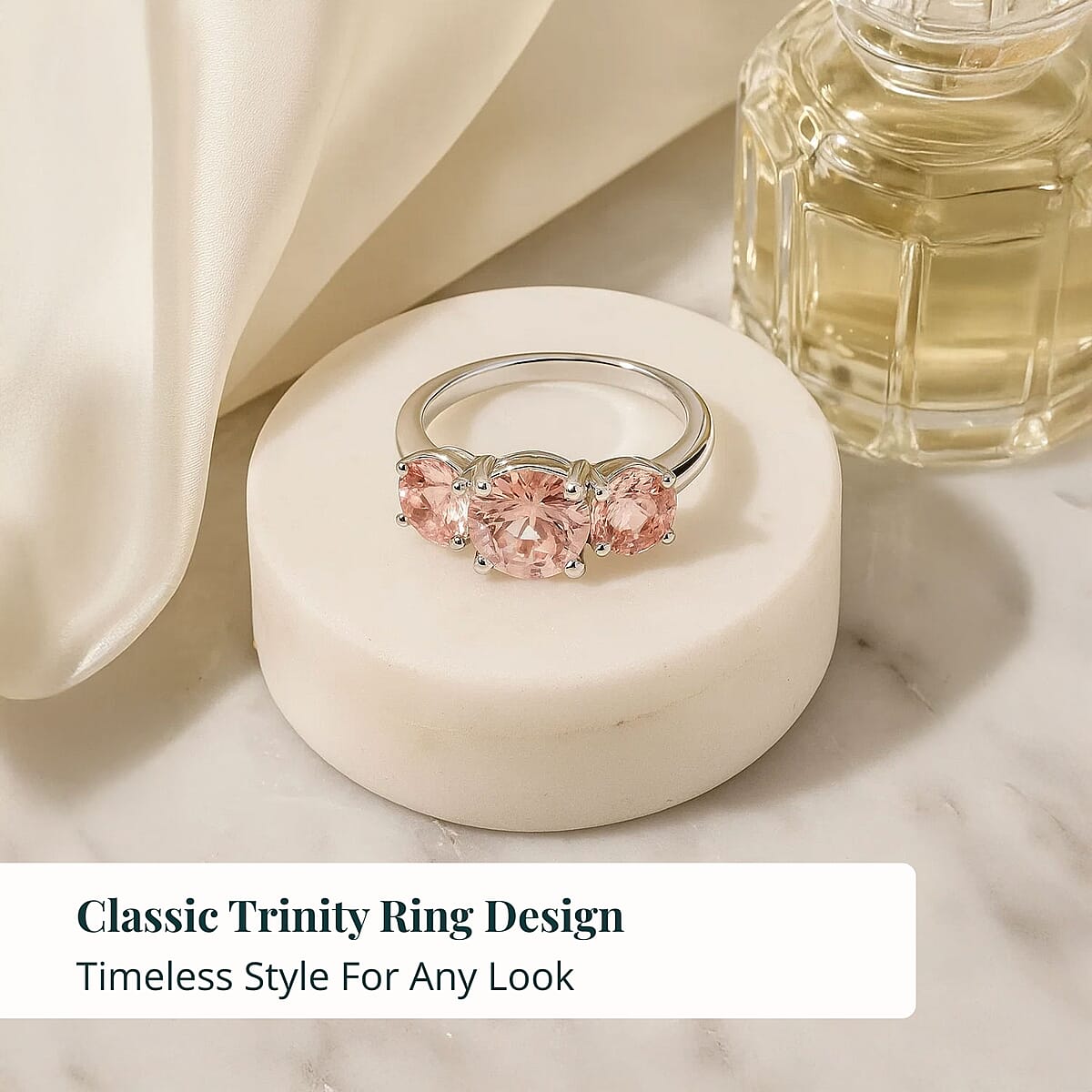 Doorbuster Luxuriant Lab Grown Pink Diamond VS1 2.00 ctw Trinity Ring in 14K White Gold (Size 7.0) image number 5