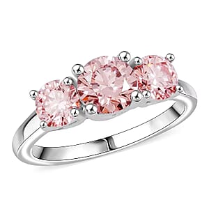 Luxuriant Lab Grown Pink Diamond (VS1) Trinity Ring in 14K White Gold 2.00 ctw (Size 8.5)