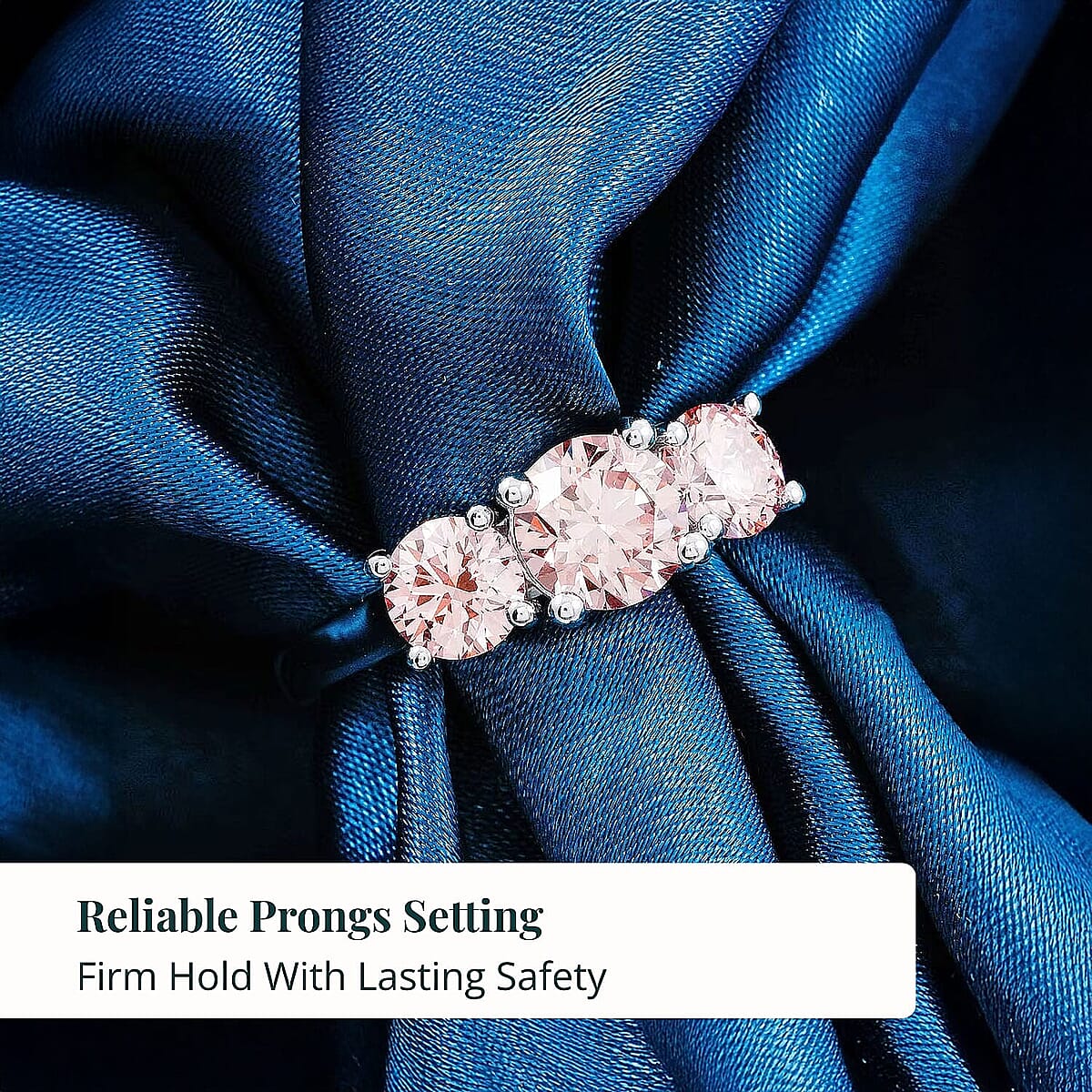 Luxuriant Lab Grown Pink Diamond (VS1) Trinity Ring in 14K White Gold 2.00 ctw (Size 8.5) image number 4