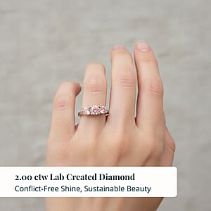 Luxuriant Lab Grown Pink Diamond (IR, VS1) Trinity Ring in 14K White Gold 2.00 ctw (Size 9.0)
