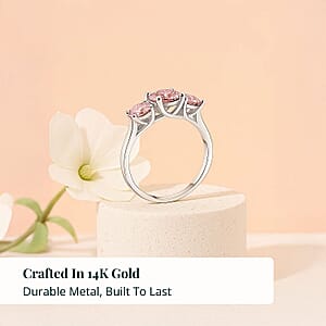 Luxuriant Lab Grown Pink Diamond (IR, VS1) Trinity Ring in 14K White Gold 2.00 ctw (Size 9.5)