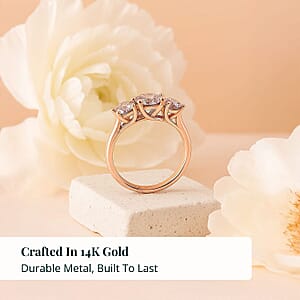 Luxuriant Lab Grown Pink Diamond Trinity Ring in 14K Rose Gold 2.00 ctw (Size 10.0)