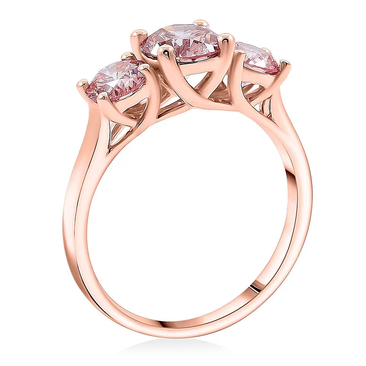 Luxuriant Lab Grown Pink Diamond Trinity Ring in 14K Rose Gold 2.00 ctw (Size 10.0) image number 7