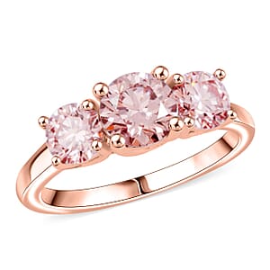 Doorbuster Luxuriant Lab Grown Pink Diamond (IR) VS1 2.00 ctw Trinity Ring in 14K Rose Gold (Size 8.0)