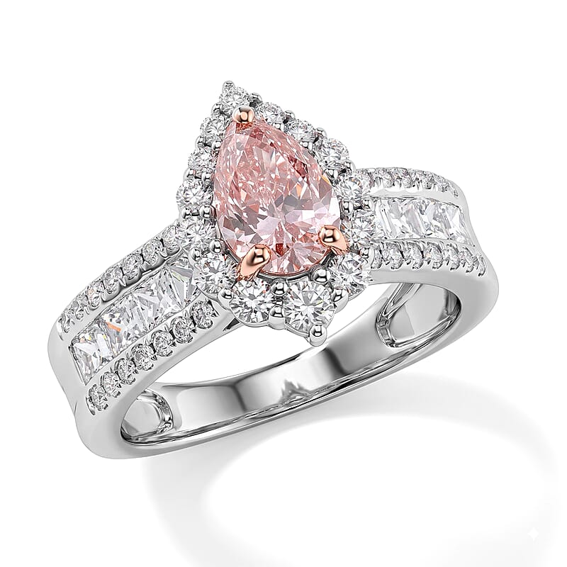 Luxuriant Lab Grown Pink and White Diamond (VS1) Ring in 14K White and Rose Gold 2.25 ctw (Size 10.0)