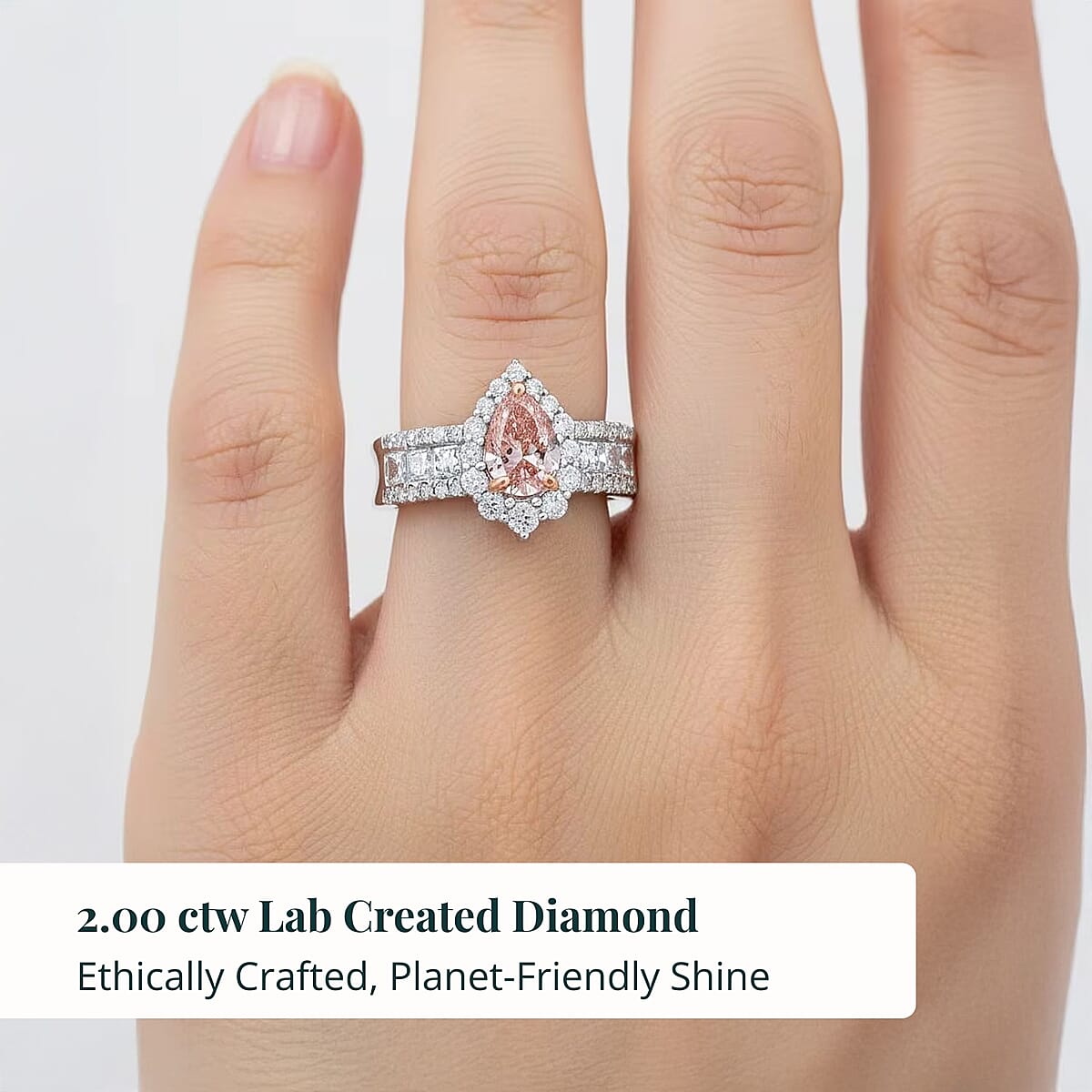 Doorbuster Luxuriant Lab Grown Pink Diamond (IR) and Lab Grown Diamond VS1 2.25 ctw Ring in 14K White and Rose Gold (Size 10.0) 5.25 Grams image number 1