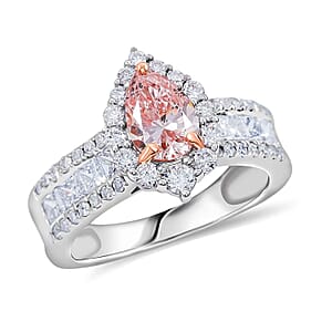 Luxuriant Lab Grown Pink Diamond, White Diamond Ring in 14K White and Rose Gold 2.25 ctw (Size 7.0)