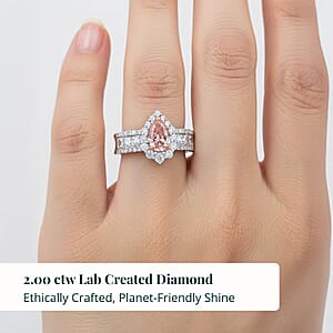 Luxuriant Lab Grown Pink Diamond, White Diamond Ring in 14K White and Rose Gold 2.25 ctw (Size 7.0)