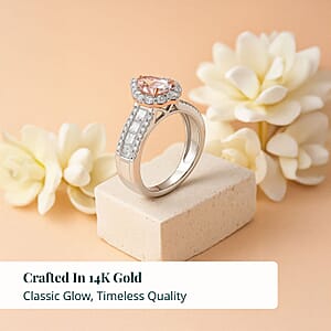 Luxuriant Lab Grown Pink Diamond, White Diamond Ring in 14K White and Rose Gold 2.25 ctw (Size 7.0)