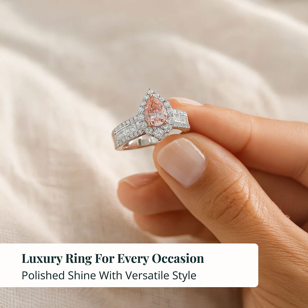 Luxuriant Lab Grown Pink Diamond, White Diamond Ring in 14K White and Rose Gold 2.25 ctw (Size 7.0) image number 5