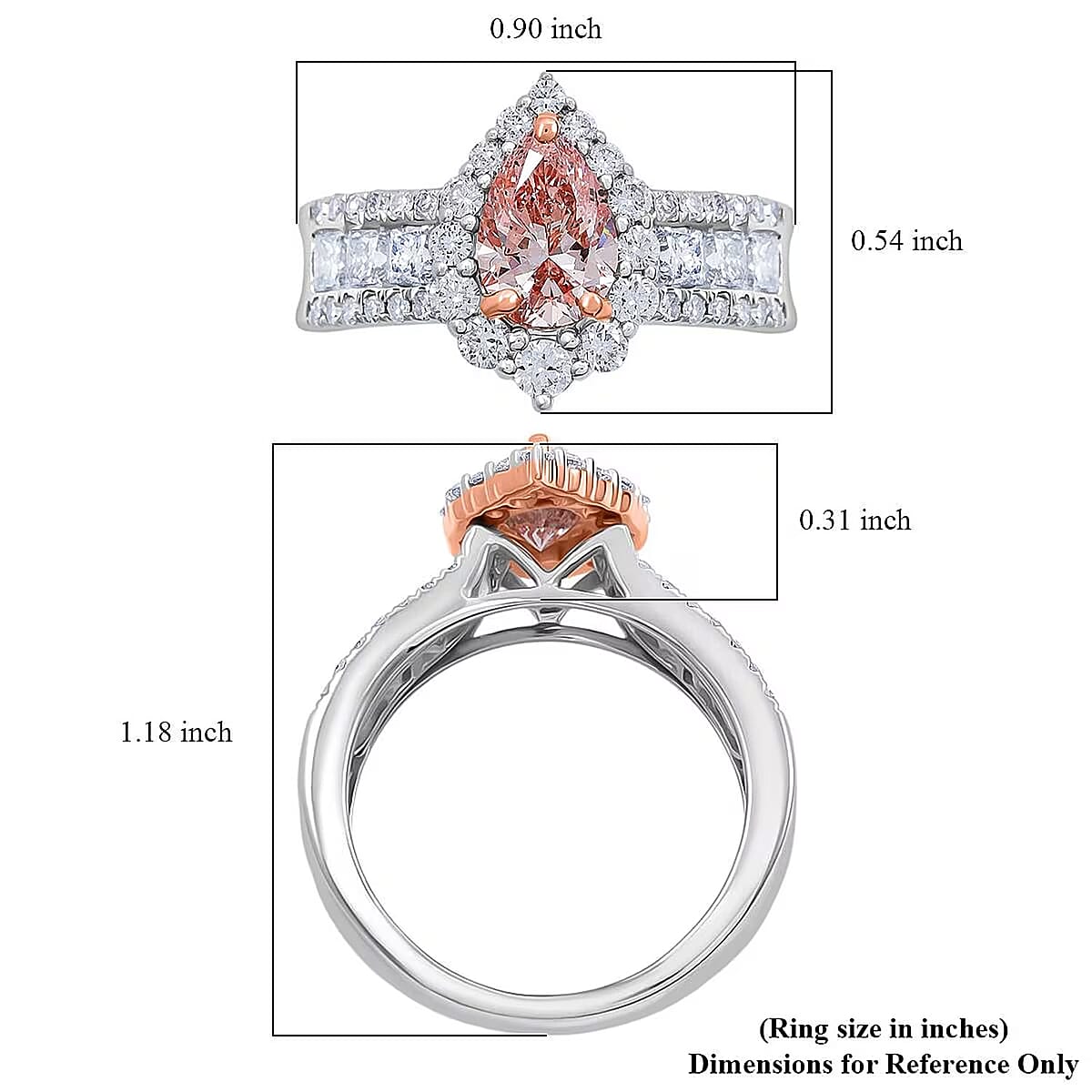 Doorbuster Luxuriant Lab Grown Pink Diamond (IR) and Lab Grown Diamond VS1 2.25 ctw Ring in 14K White and Rose Gold (Size 8.0) 5.25 Grams image number 6