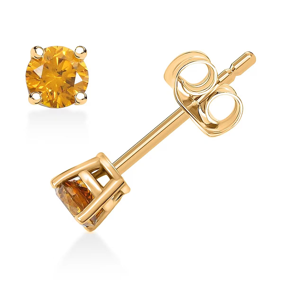Luxuriant Lab Grown Yellow Diamond (IR) VS 0.25 ctw Stud Earrings in 14K Yellow Gold  image number 0