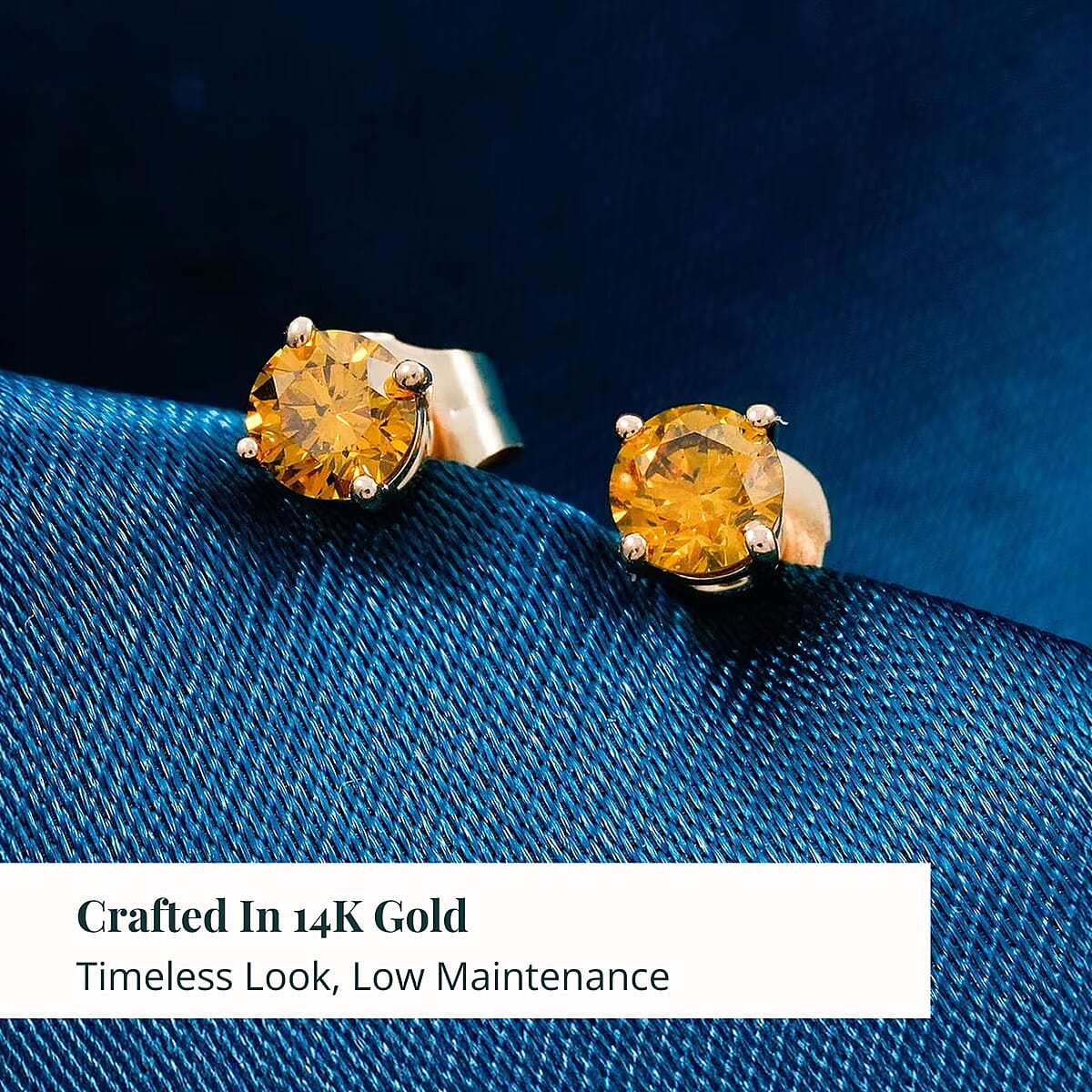 Luxuriant Lab Grown Yellow Diamond (IR) VS 0.25 ctw Stud Earrings in 14K Yellow Gold  image number 2