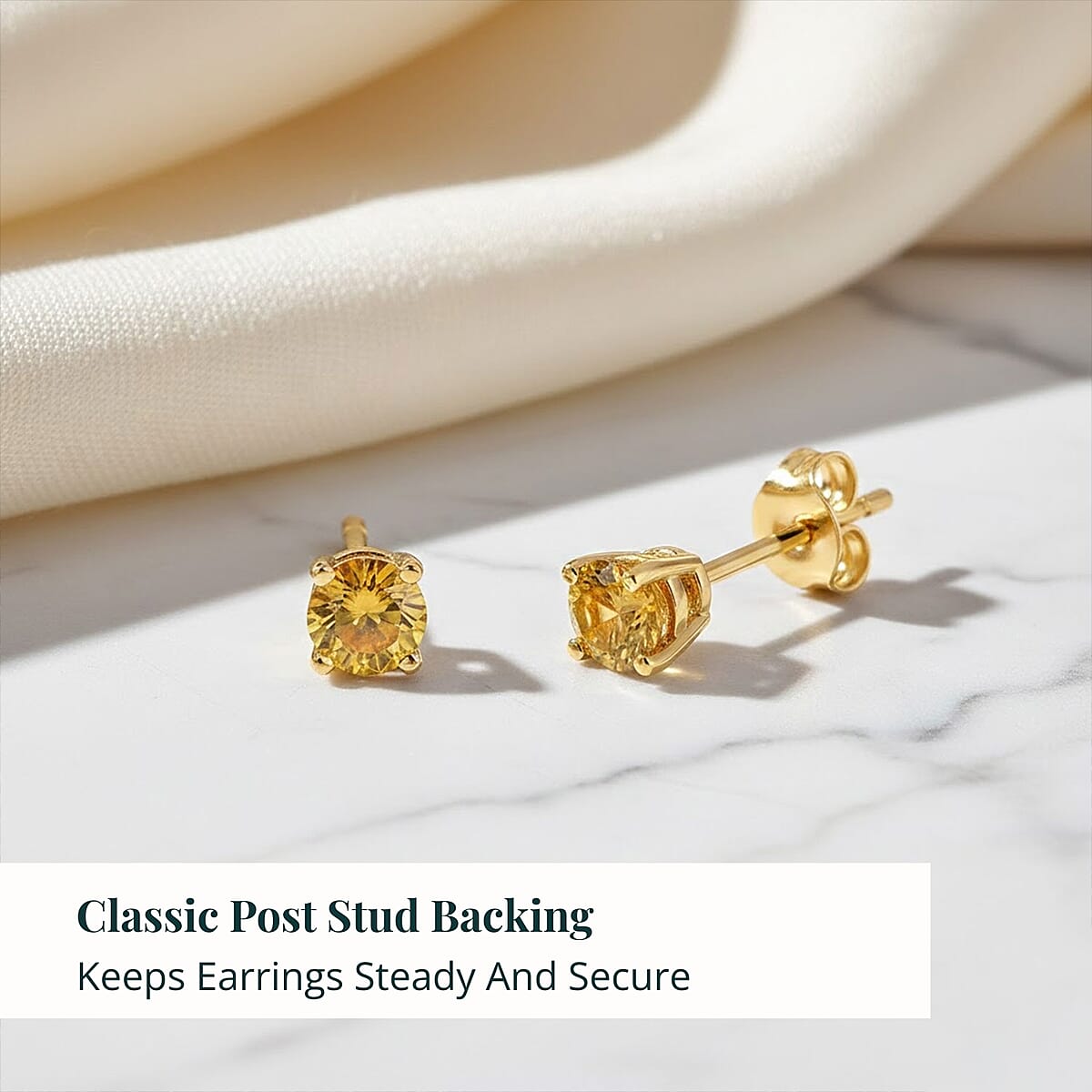Luxuriant Lab Grown Yellow Diamond (IR) VS 0.25 ctw Stud Earrings in 14K Yellow Gold  image number 5