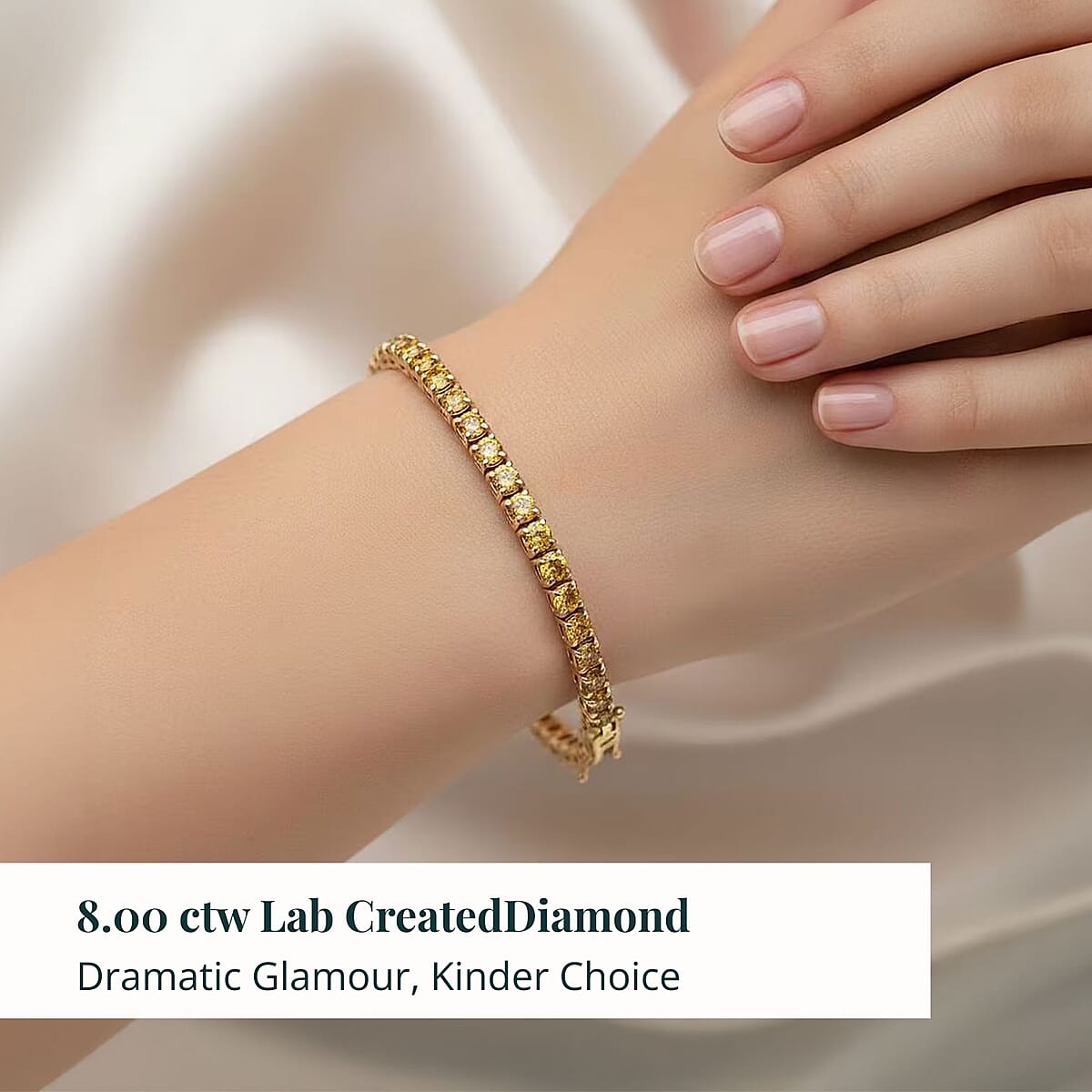 Luxuriant Lab Grown Yellow Diamond (IR) (VS) 8.00 ctw Bracelet in 14K Yellow Gold (7.25 In) 12.15 Grams image number 1
