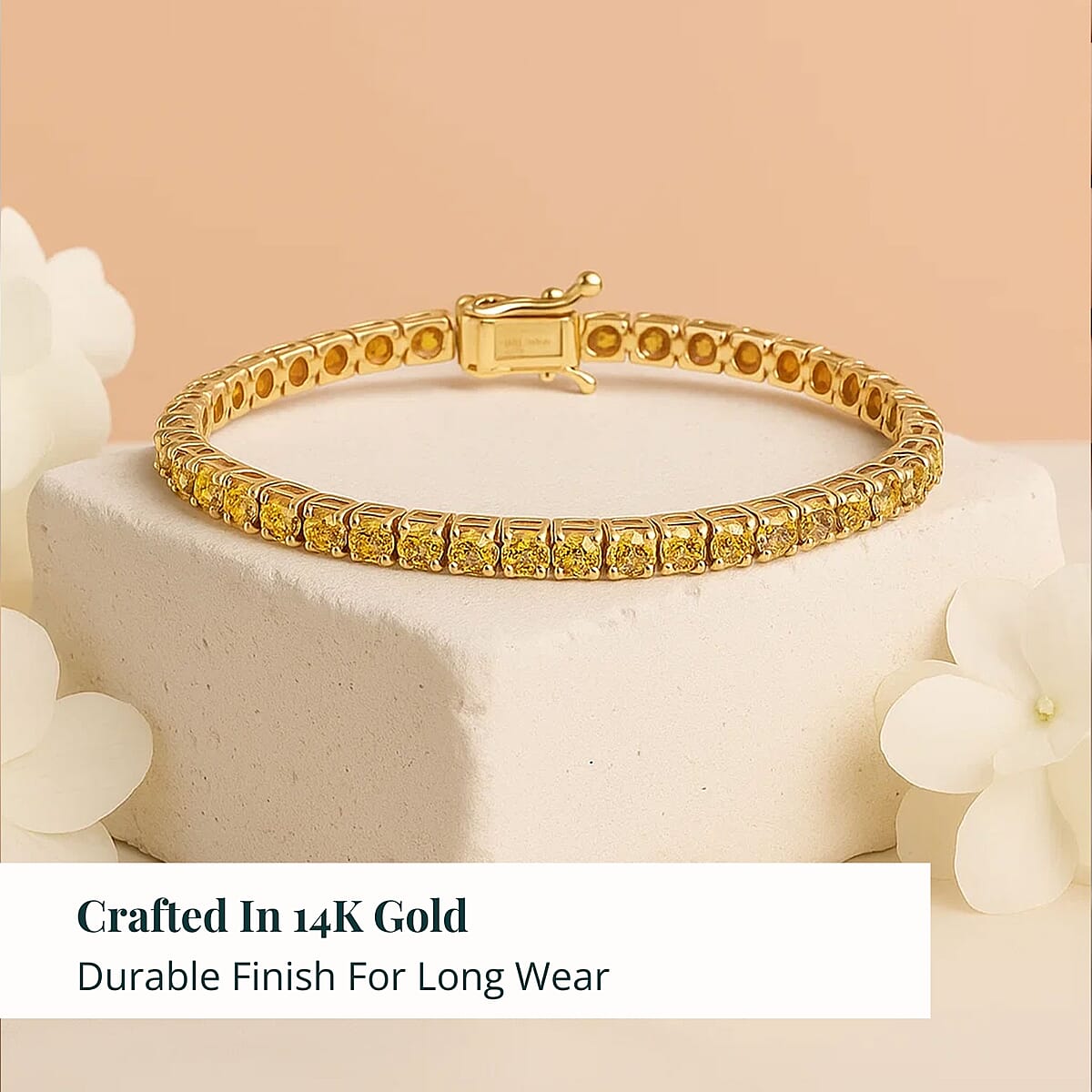 Luxuriant Lab Grown Yellow Diamond (IR) (VS) 8.00 ctw Bracelet in 14K Yellow Gold (7.25 In) 12.15 Grams image number 2