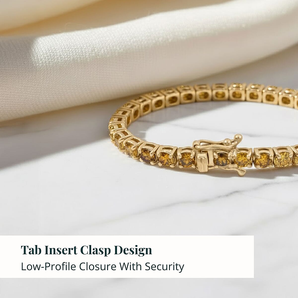 Luxuriant Lab Grown Yellow Diamond (IR) (VS) 8.00 ctw Bracelet in 14K Yellow Gold (7.25 In) 12.15 Grams image number 5