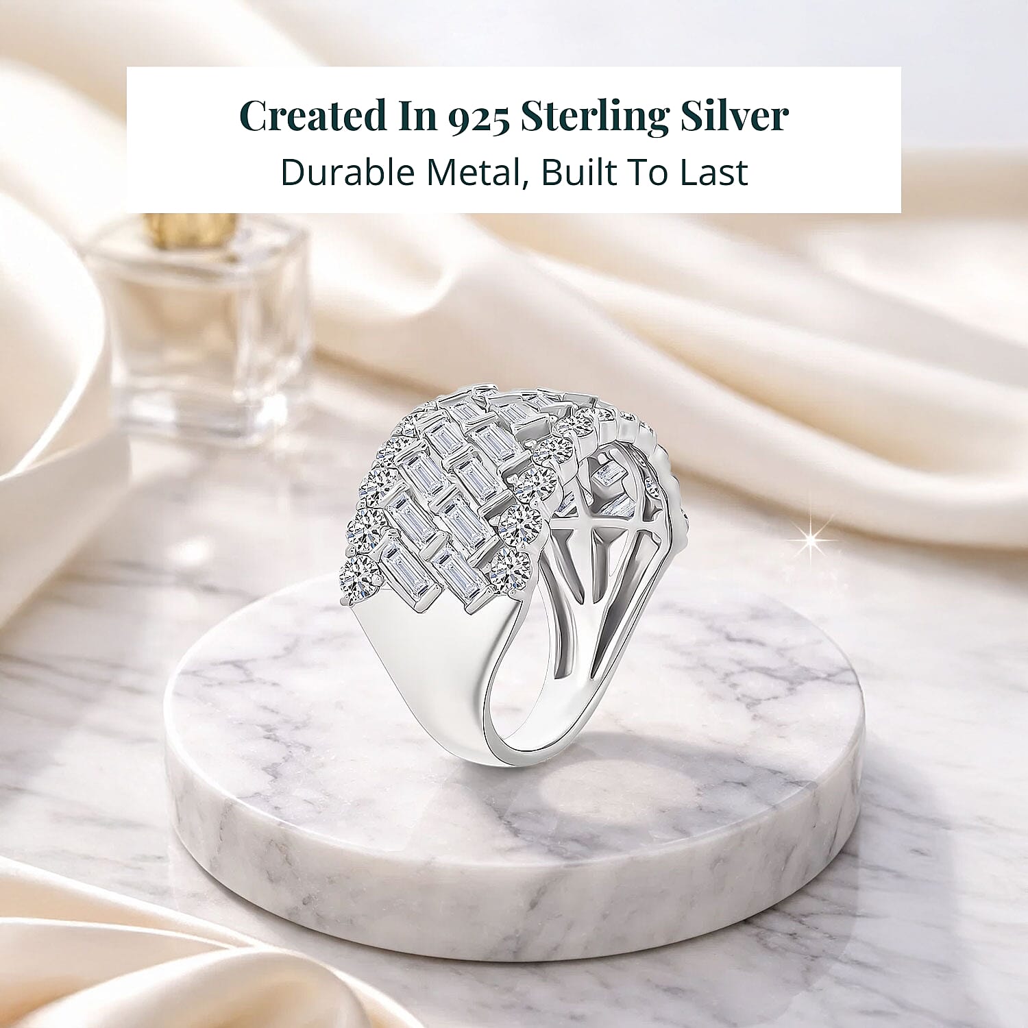 Luxuriant Lab Grown Diamond (G-H, SI) Ring in Sterling Silver 3.70 ctw (Size 6.0)