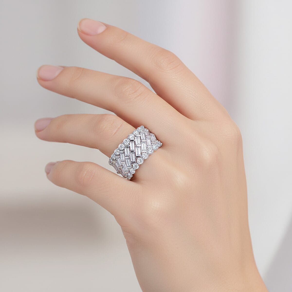 Luxuriant Lab Grown Diamond G-H SI 3.70 ctw Ring in Sterling Silver (Size 7.0) image number 2