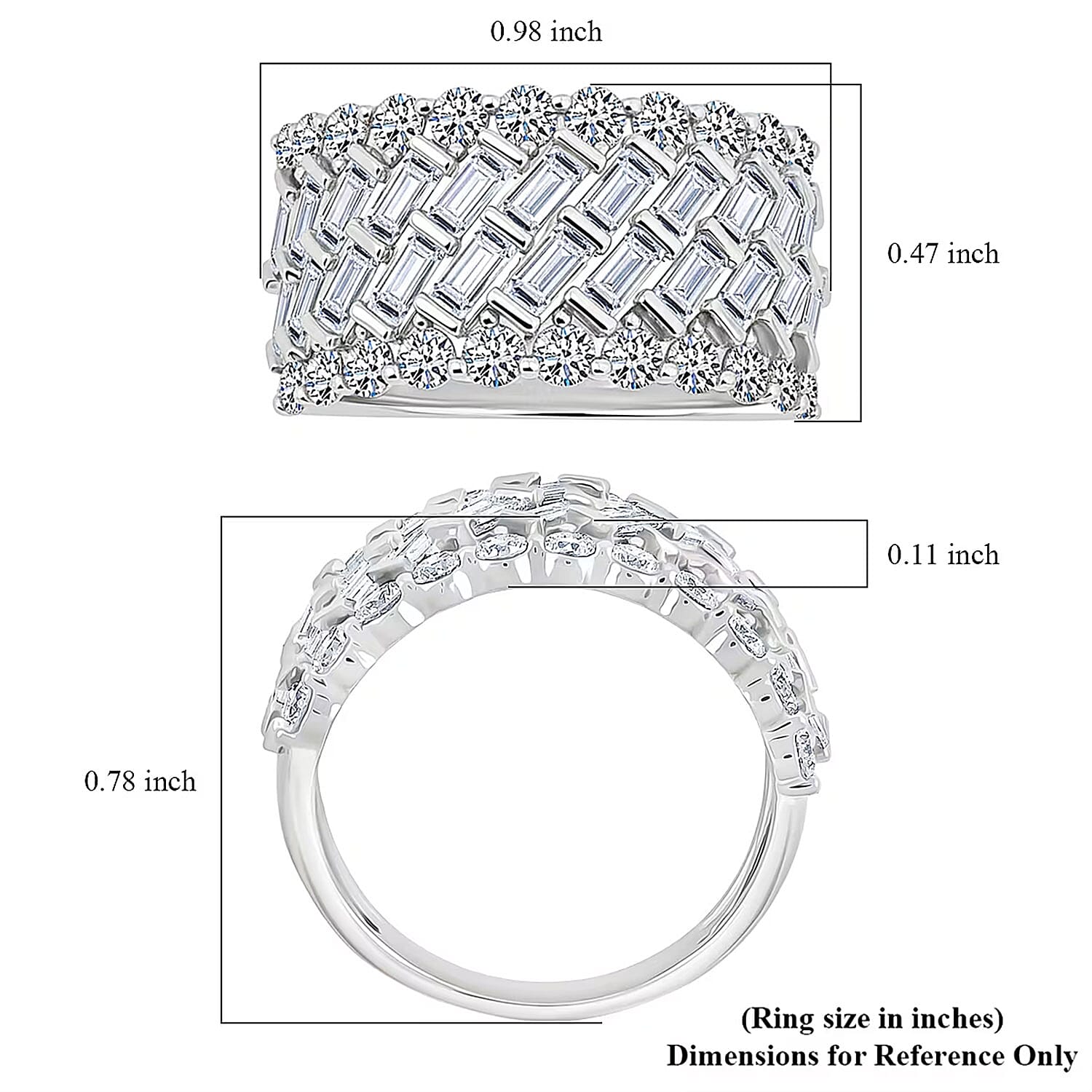 Luxuriant Lab Grown Diamond (G-H, SI) Ring in Sterling Silver 3.70 ctw (Size 7.0)