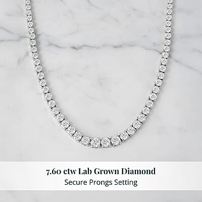 Luxuriant Lab Grown Diamond G-H SI 7.60 ctw Eternal Spark Necklace in Sterling Silver 18 Inches