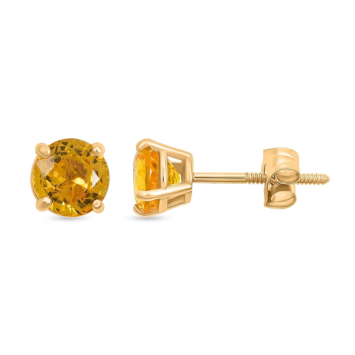  AAA Yellow Sapphire 1.10 ctw Screw Post Earrings in 14K Yellow Gold image number 0