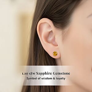  AAA Yellow Sapphire 1.10 ctw Screw Post Earrings in 14K Yellow Gold