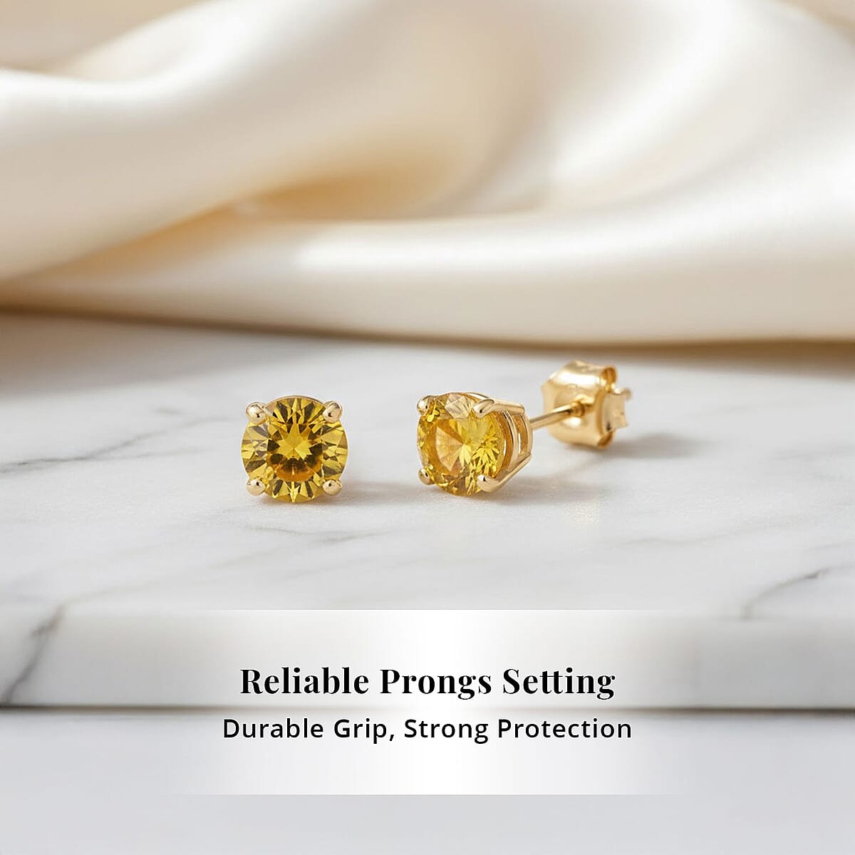  AAA Yellow Sapphire 1.10 ctw Screw Post Earrings in 14K Yellow Gold image number 3