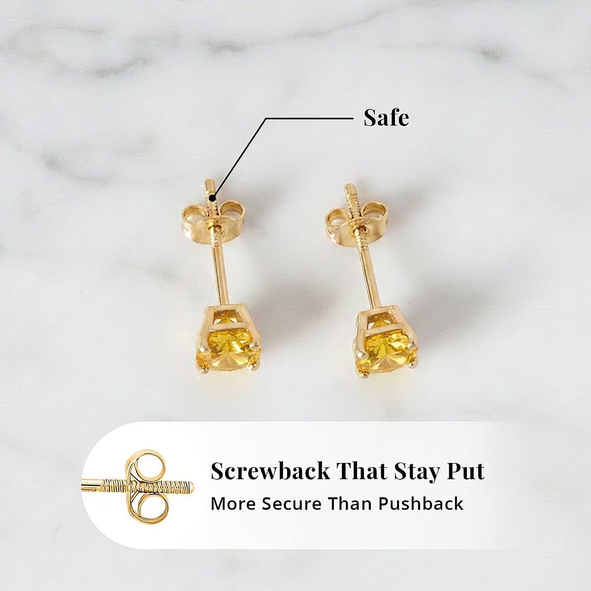  AAA Yellow Sapphire 1.10 ctw Screw Post Earrings in 14K Yellow Gold image number 4
