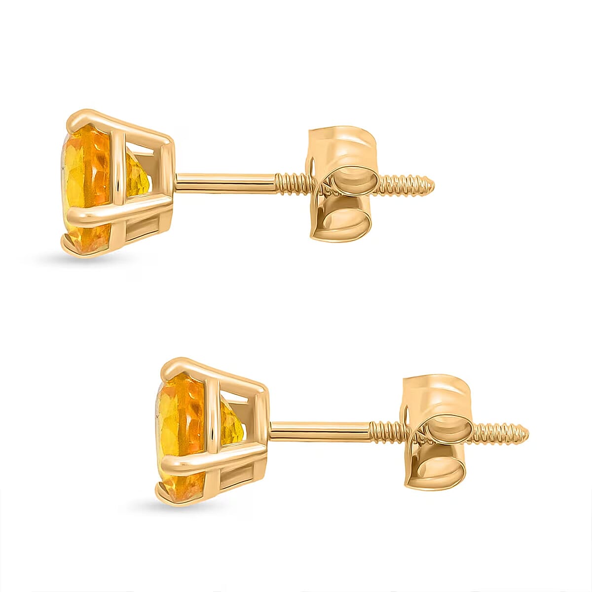  AAA Yellow Sapphire 1.10 ctw Screw Post Earrings in 14K Yellow Gold image number 6