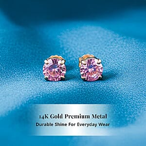  AAA Madagascar Pink Sapphire 1.10 ctw Screw Post Earrings in 14K Yellow Gold