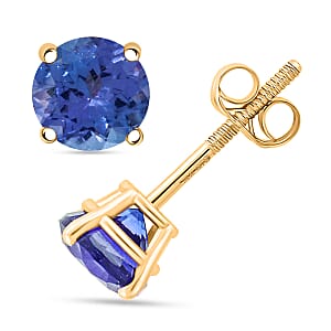 Doorbuster AAA Tanzanite 1.75 ctw Screw Post Earrings in 14K Yellow Gold